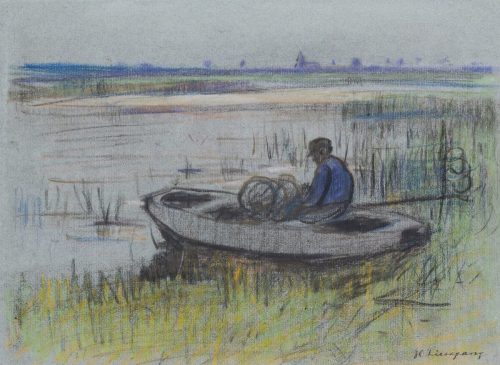 Helmuth Liesegang (Künstler*in), Landschaft mit Angler in einem Boot, 1873–1945