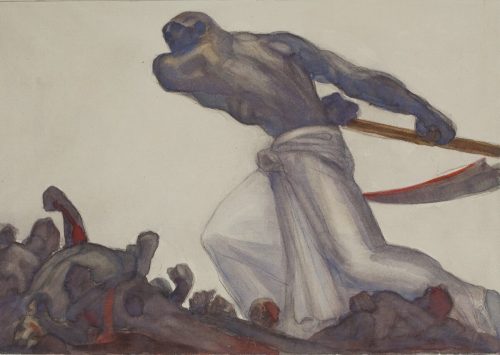 Walter Corde (Künstler*in), Der Tod als Sensenmann (Entwurf für ein Wandbild), um 1919