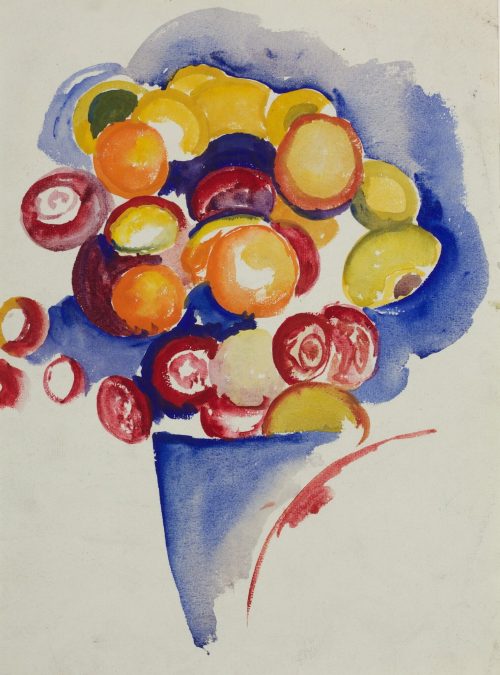 Walter Ophey (Künstler*in), Blumenstrauß in blauer Vase, um 1913