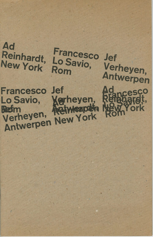 Udo Kultermann (Herausgeber*in), Ad Reinhardt/New York, Francesco Lo Savio/Rom, Jef Verheyen/Antwerpen, 1961