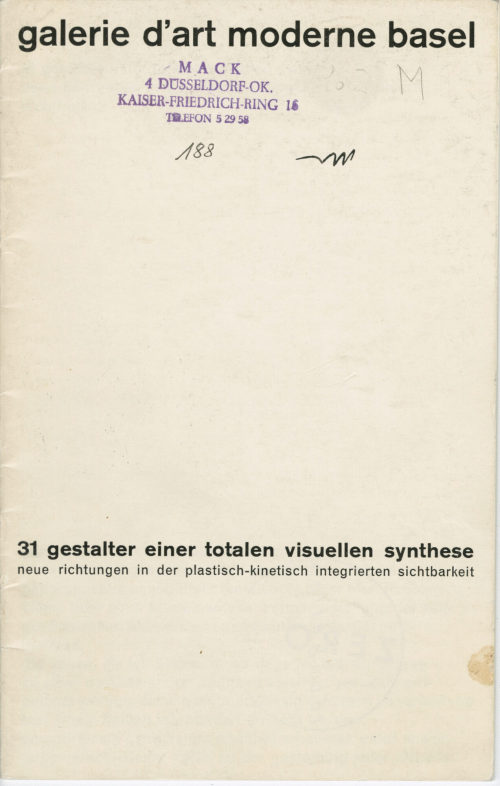 Prof. Carlo Belloli (Autor*in), 31 Gestalter einer totalen visuellen Synthese. Neue Richtungen in der plastisch-kinetisch integrierten Sichtbarkeit, 1962