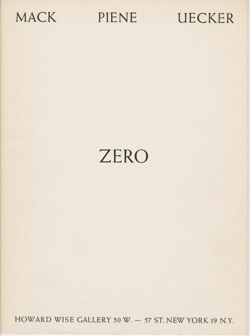 Howard Wise Gallery (Herausgeber*in), Mack Piene Uecker. Zero, 1964