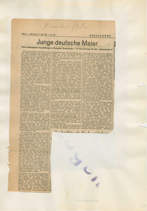 Kasseler Kunstverein e.V. (Erwähnt), Junge deutsche Maler, 1959