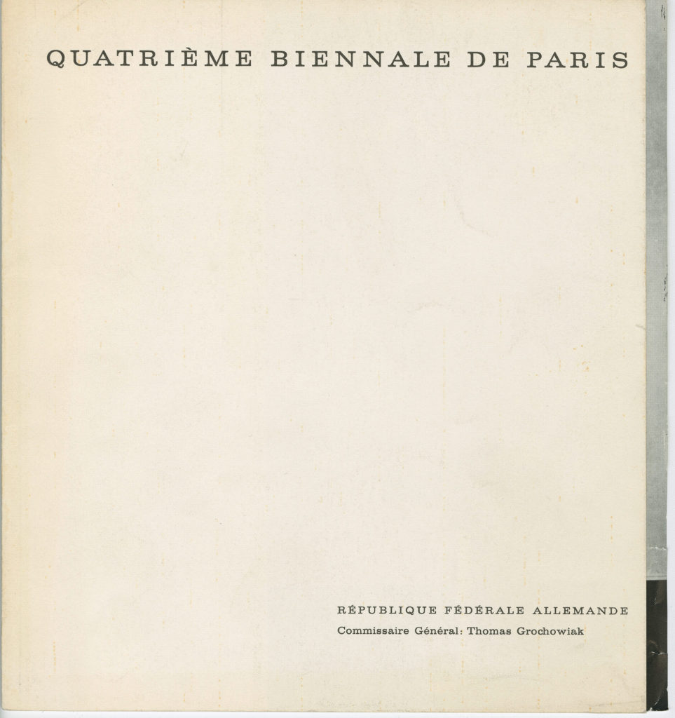 Quatrième Biennale de Paris. République Fédérale Allemande