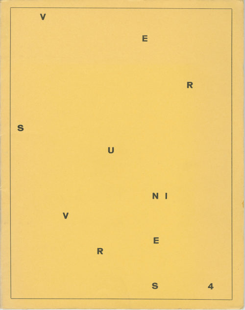 Pierre Garnier (Redaktion), Vers-Univers [N° 4]. Tydschrift voor (evolutieve) poezie, 1967