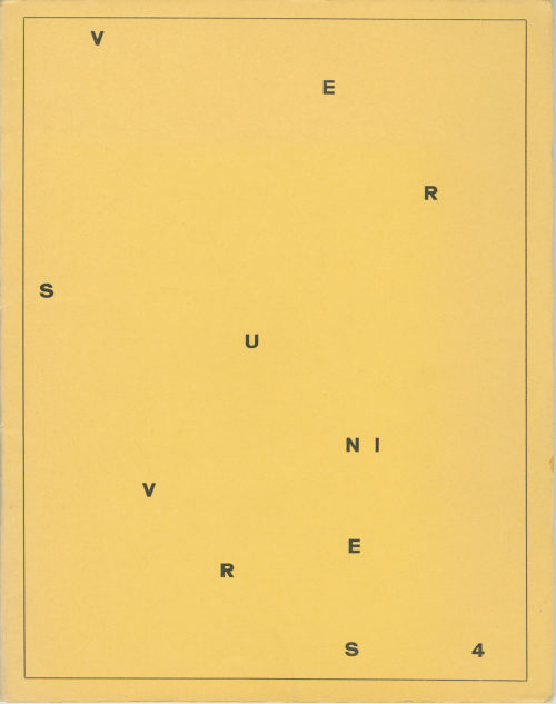 Pierre Garnier (Redaktion), Vers-Univers [N° 4]. Tydschrift voor (evolutieve) poezie, 1967