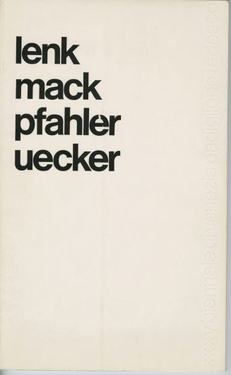 Lenk. Mack. Pfahler. Uecker. XXXV biennale di Venezia padiglione tedesco