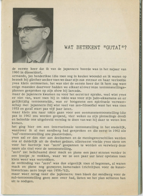 Henk Peeters (Autor*in), Wat betekent "Gutai"?, 1967