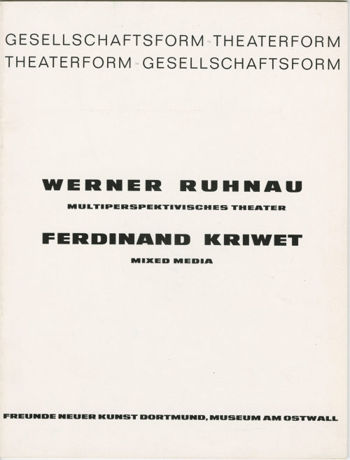 Werner Ruhnau (Künstler*in), Werner Ruhnau Multiperspektivisches Theater. Ferdinand Kriwet Mixed Media, 1968