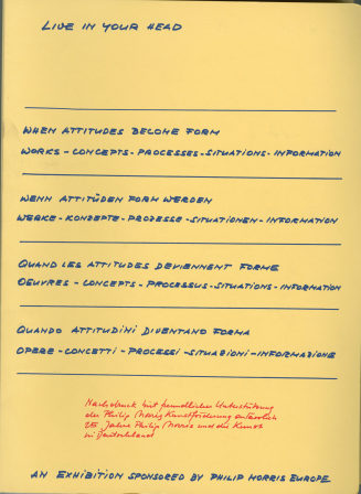 Live in your Head. When Attitudes Become Form. Works - Concepts - Processes - Situations - Information
