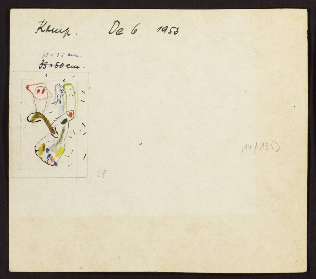 Karteikarte mit Skizze zu Komposition De 6 1953