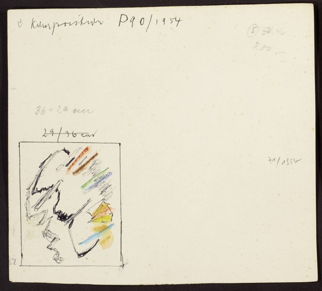 Karteikarte mit Skizze zu Komposition P 90 1954