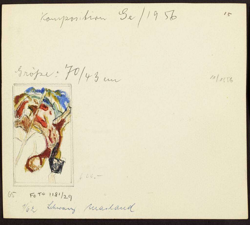 Karteikarte mit Skizze zu Komposition Ge 1956