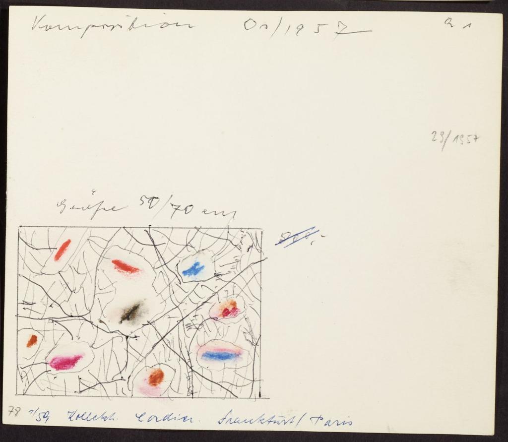 Karteikarte mit Skizze zu Komposition Os 1957