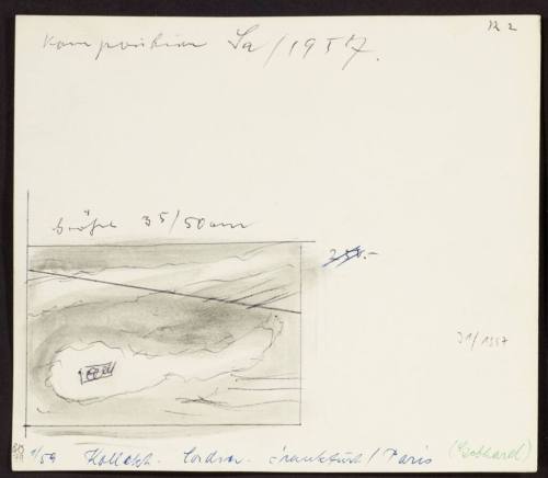 Carl Buchheister (Künstler*in), Karteikarte mit Skizze zu Komposition Sa 1957, 1948–1960