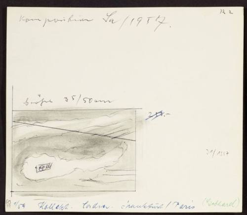 Carl Buchheister (Künstler*in), Karteikarte mit Skizze zu Komposition Sa 1957, 1948–1960