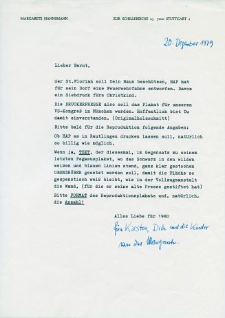 Brief von Margarete Hannsmann an Bernt Engelmann, 1979