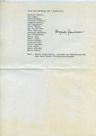 Brief von Margarete Hannsmann an Bernt Engelmann, 1986