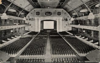 Postkarte mit dem Innenraum des Kinos "Sport-Palast-Lichtspiele" in Berlin-Schöneberg, 1920