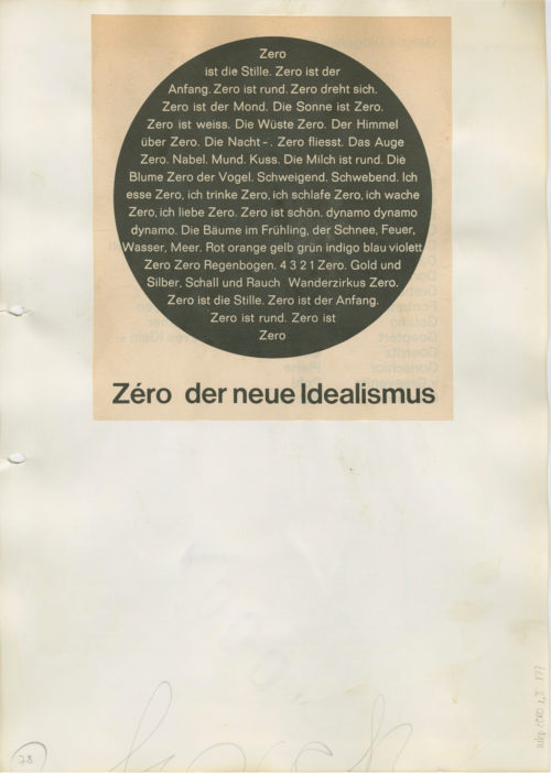 Galerie Diogenes (Beteiligte Institution), Zero, ohne Datum