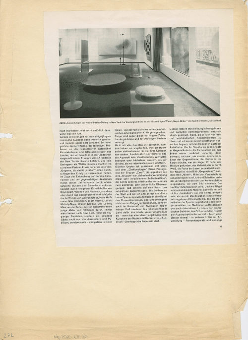 Howard Wise Gallery (Beteiligte Institution), Zero: Mack, Piene, Uecker, 1964