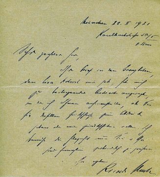 Brief von Ricarda Huch an Friedrich von Falkenhausen, 1921