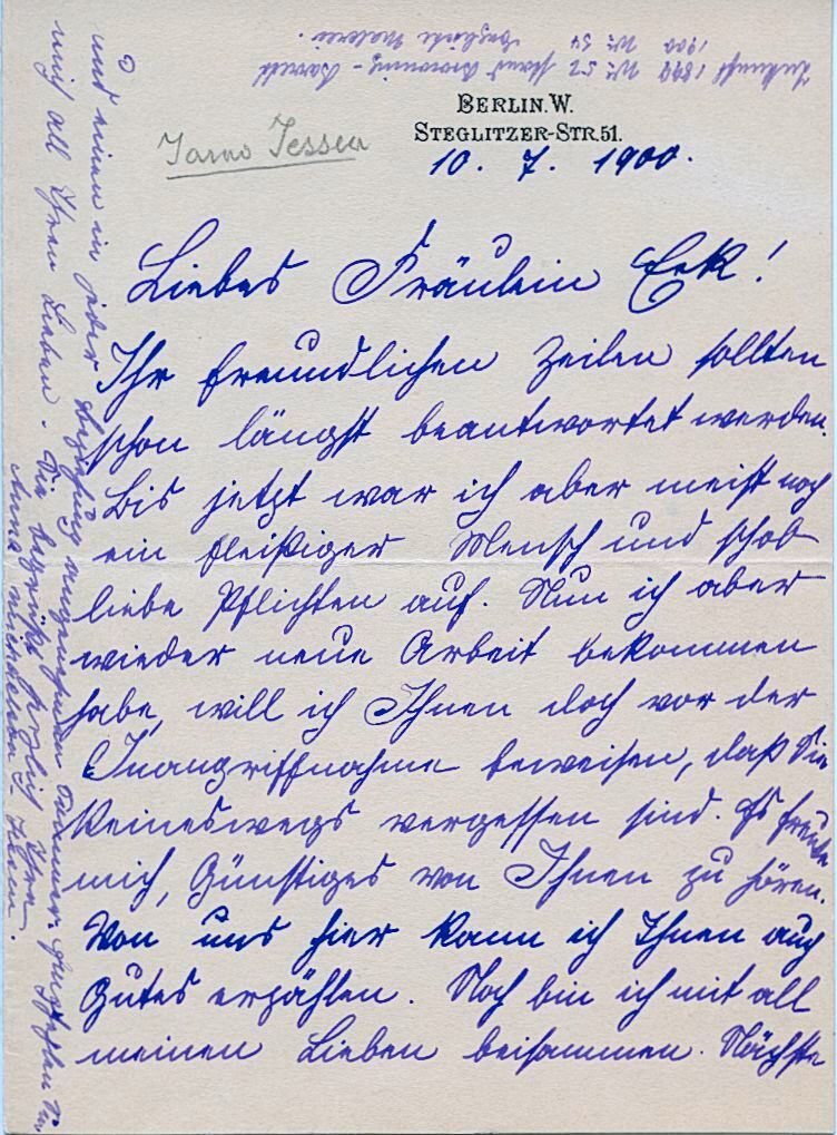 Brief von Jarno Jessen an Miriam Eck, 1900, Seite 1