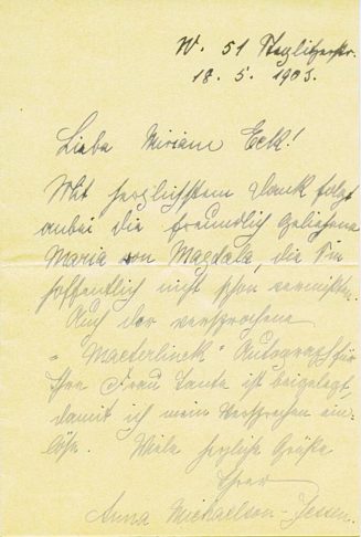 Brief von Jarno Jessen an Miriam Eck, 1903