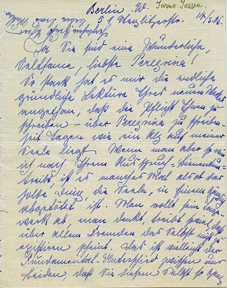 Brief von Jarno Jessen an Miriam Eck, 1906, Seite 1