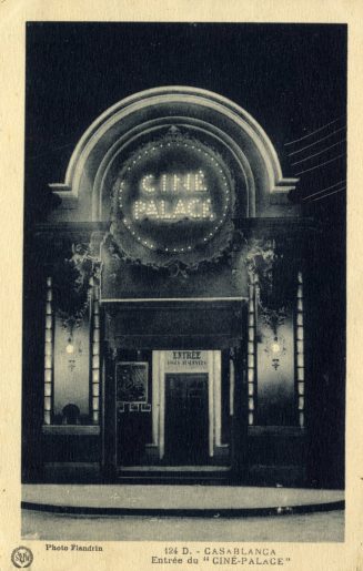 Postkarte mit dem Eingangsbereich des Kinos "Ciné Palace" in Casablanca (Marokko), Fotograf Mar ...