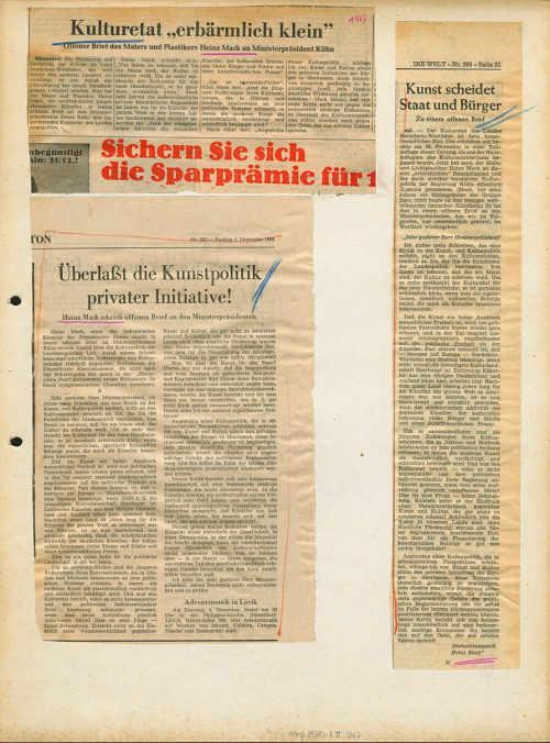 Unbekannt (Autor*in), Offener Brief von Heinz Mack an Ministerpräsident Kühn, 1969