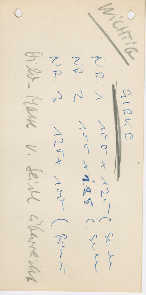 Galerie d (Beteiligte Institution), Notiz von William Simmat (?) zu Raimund Girke, ohne Datum (ca. 1963)