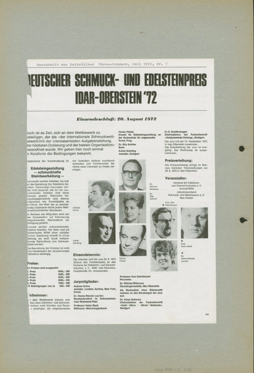 Unbekannt (Autor*in), Mack als Teil der Jury "Deutscher Schmuck- und Edelsteinpreis Idar-Oberstein", 1972