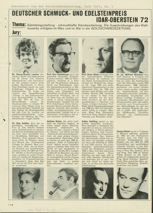 Unbekannt (Autor*in), Mack als Teil der Jury "Deutscher Schmuck- und Edelsteinpreis Idar-Oberstein", 1972