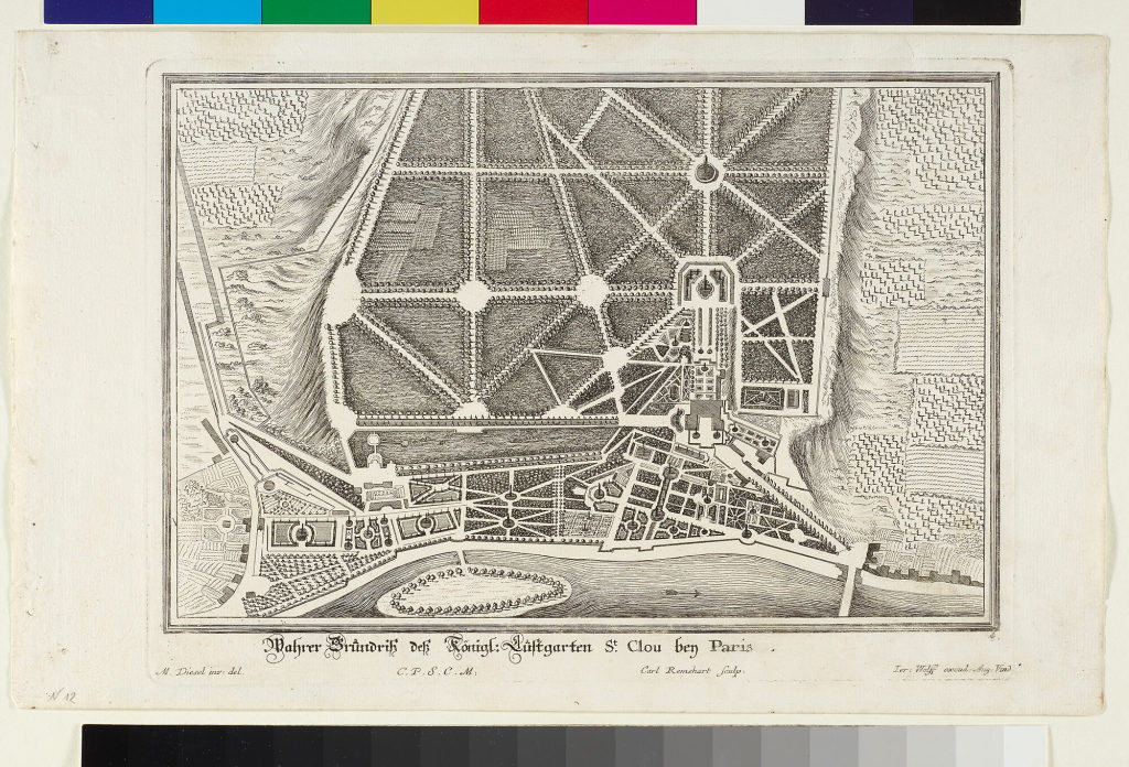Wahrer Grundriß deß Königl: Lustgarten St. Clou bey Paris .