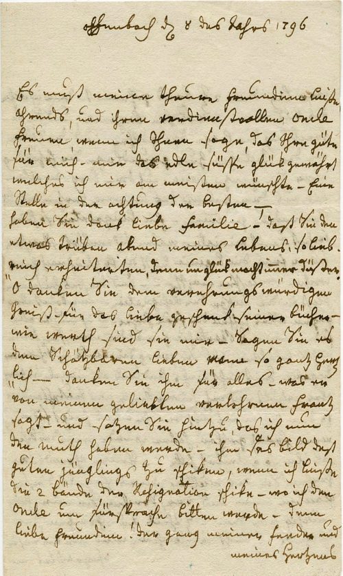 Brief von Sophie von La Roche an Luise Ahrends, 1. Seite