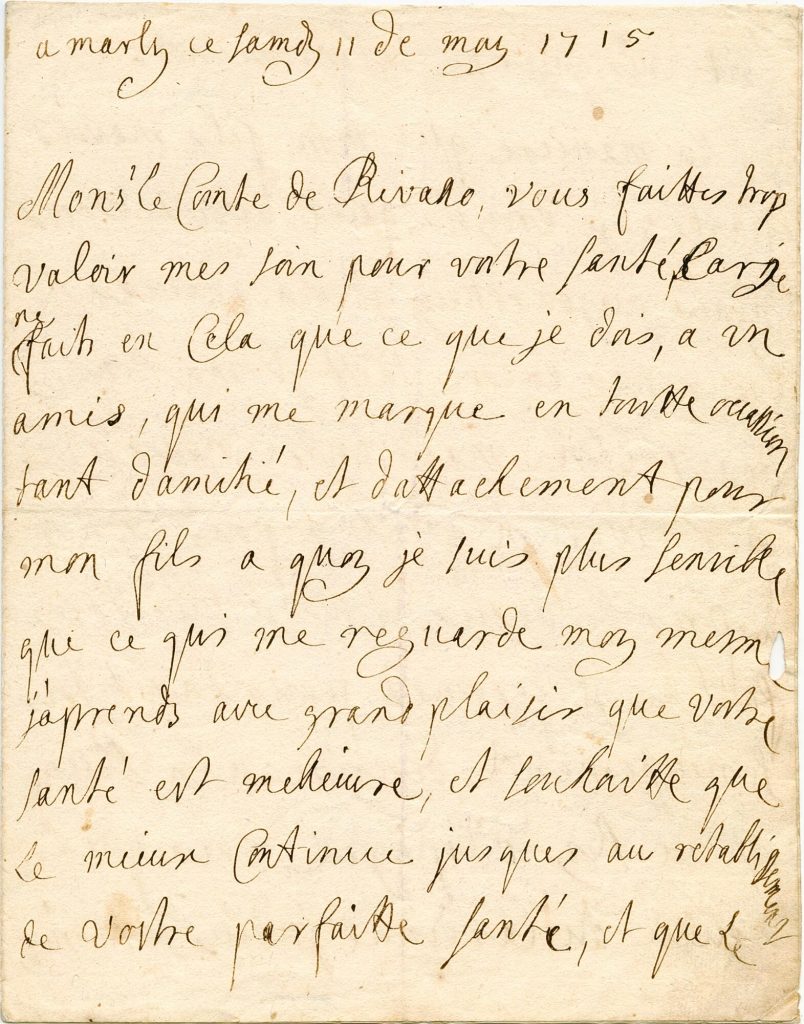 Brief von Elisabeth Charlotte d' Orléans an Bartolomeo Odoardo Pighetti, 1. Seite