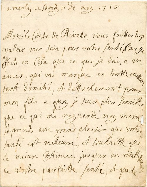 Brief von Elisabeth Charlotte d' Orléans an Bartolomeo Odoardo Pighetti, 1. Seite