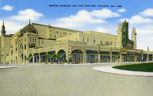 Postkarte mit der Außenansicht des Kinos "Fox Theatre" in Atlanta, GA. (USA), R. & R. News Co., ...