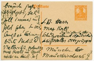 Postkarte Else Lasker-Schüler an Max Krell, Vorderseite