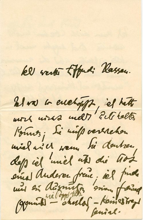 Brief von Else Lasker-Schüler an Rudolf Börsch, 1. Seite