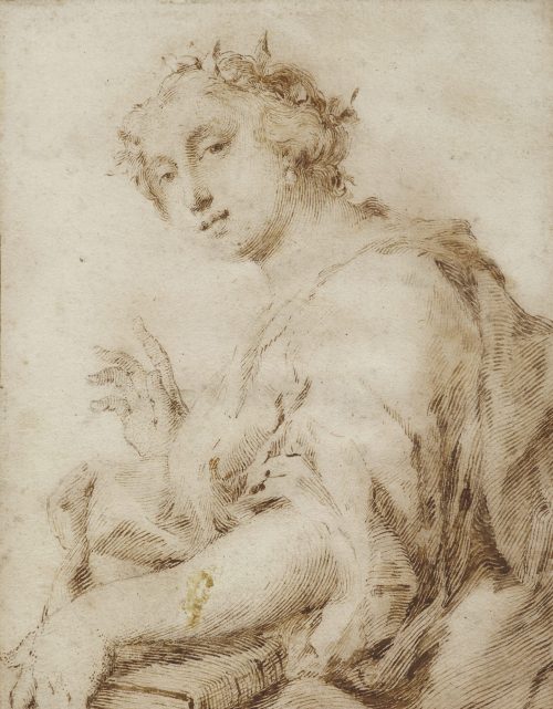 Rosalba Carriera (Künstler*in), Muse mit Lorbeerkranz und einem Buch (Poesie oder Philosophie), ca. 1700–1750