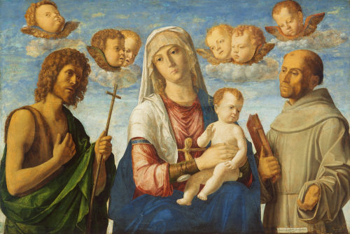 Giovanni Battista Cima da Conegliano (Künstler*in), Madonna mit Kind und den Heiligen Johannes der Täufer und Franziskus, ca. 1495