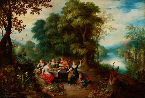 Abraham Govaerts (Künstler*in), Landschaft mit der Allegorie der fünf Sinne, 1624