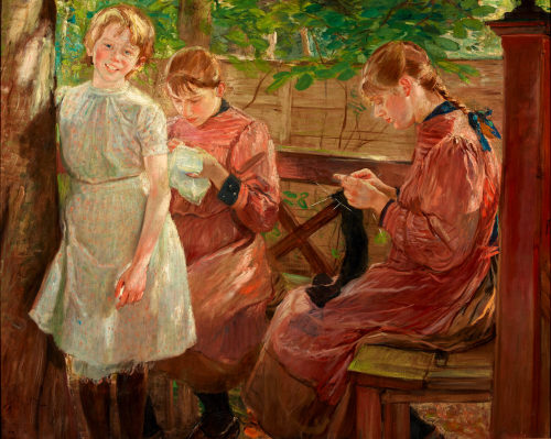 Fritz von Uhde (Künstler*in), In der Laube (Die Töchter des Künstlers), 1896