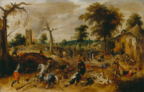 Sebastiaen Vrancx (Künstler*in), Die Plünderung des Dorfes Wommelgem, 1615–1620