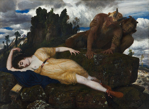 Arnold Böcklin (Künstler*in), Die schlafende Diana, von zwei Faunen belauscht, 1877/1885