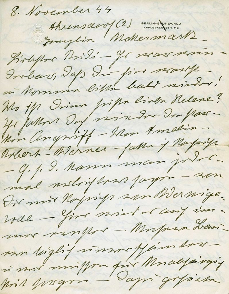 Brief von Katharina von Kardorff an Rudi Lonnes, 1. Seite