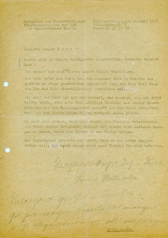 Brief von Katharina von Kardorff an Rudi Lonnes, 1. Seite