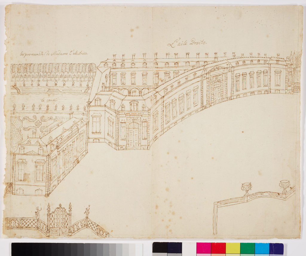 BEN.B 2021/2a - Einzelblatt mit dem "Rechten" bzw. Ostflügel von Schloss Benrath